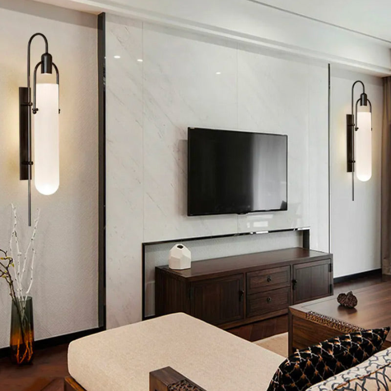 Applique murale en verre Estane LED moderne métal noir chic