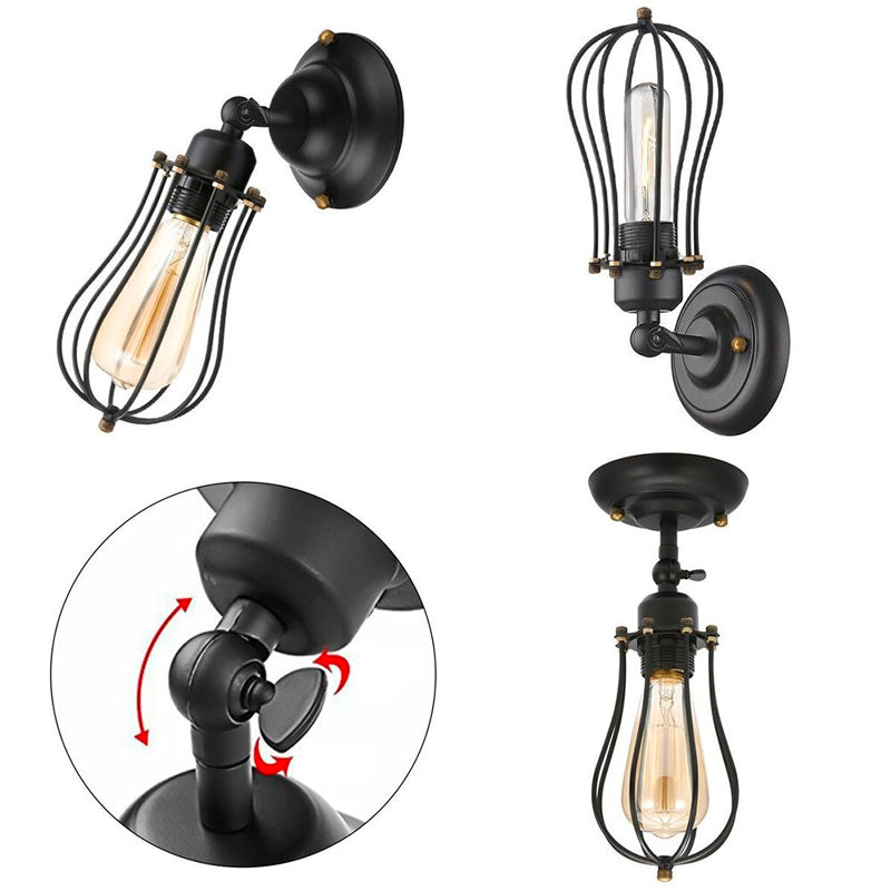 Applique murale industrielle design vintage en métal pivotant à 240° pour chambre à coucher