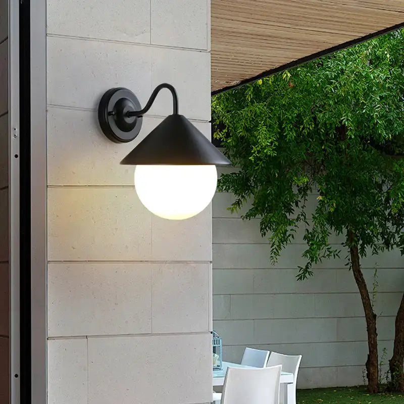 Applique murale extérieur pour terrasse design moderne noir verre blanc LED