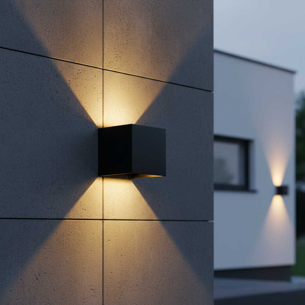 Applique Murale Extérieure LED Cubique Noire en Aluminium