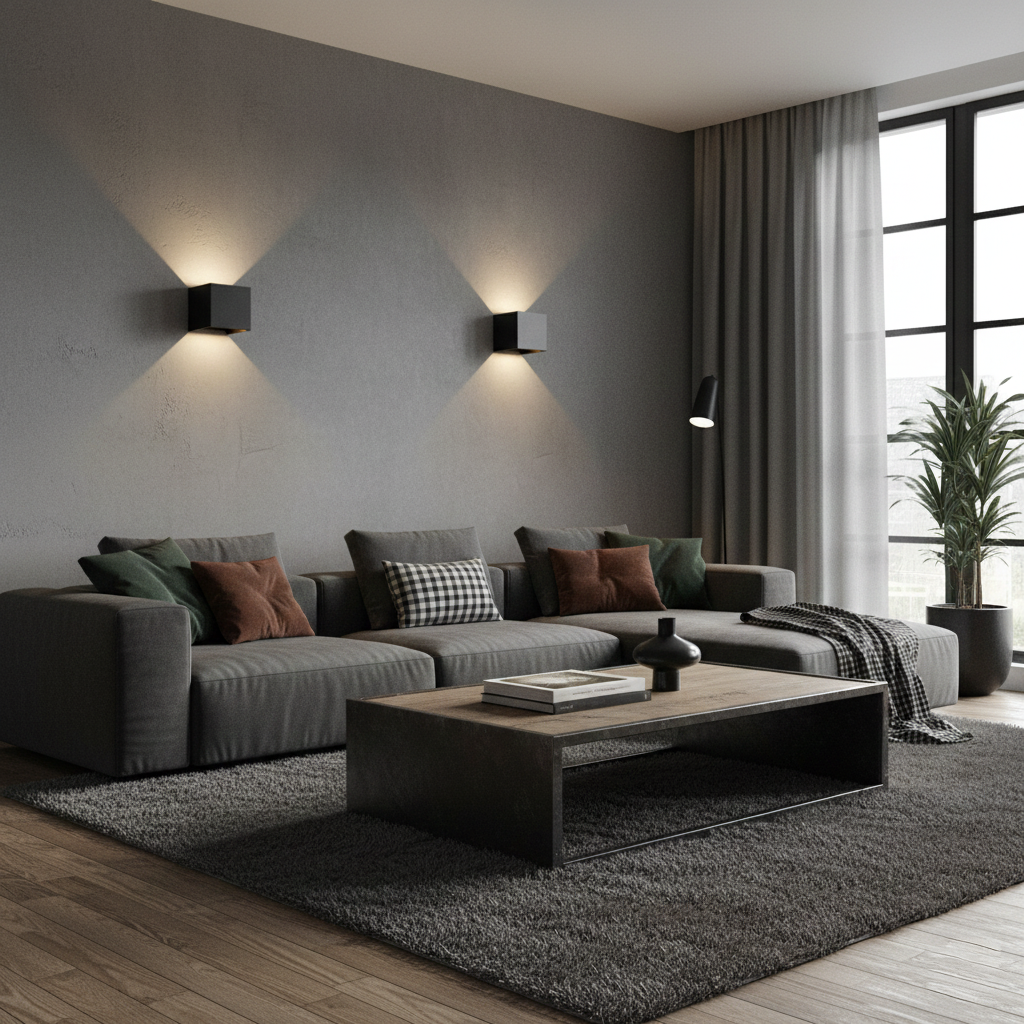 Applique Murale Extérieure LED Cubique Noire en Aluminium