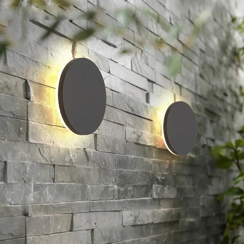 Luminaire Extérieur LED Rond Gris Montage Mural
