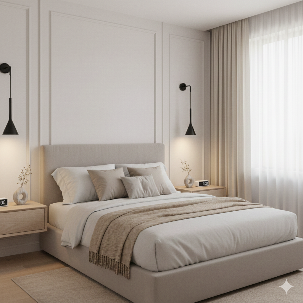 Applique murale design italien LED suspendue noire pour chambre