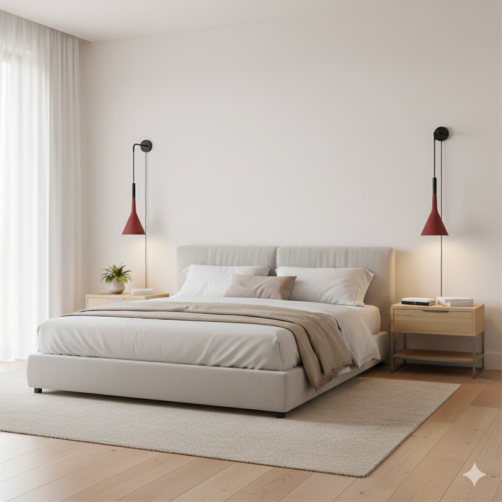 Applique murale design italien LED suspendue noire pour chambre