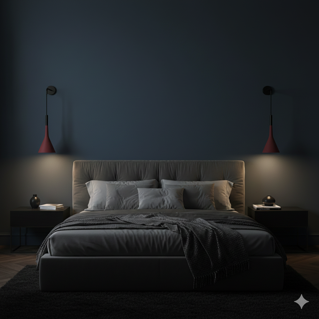 Applique murale design italien LED suspendue noire pour chambre