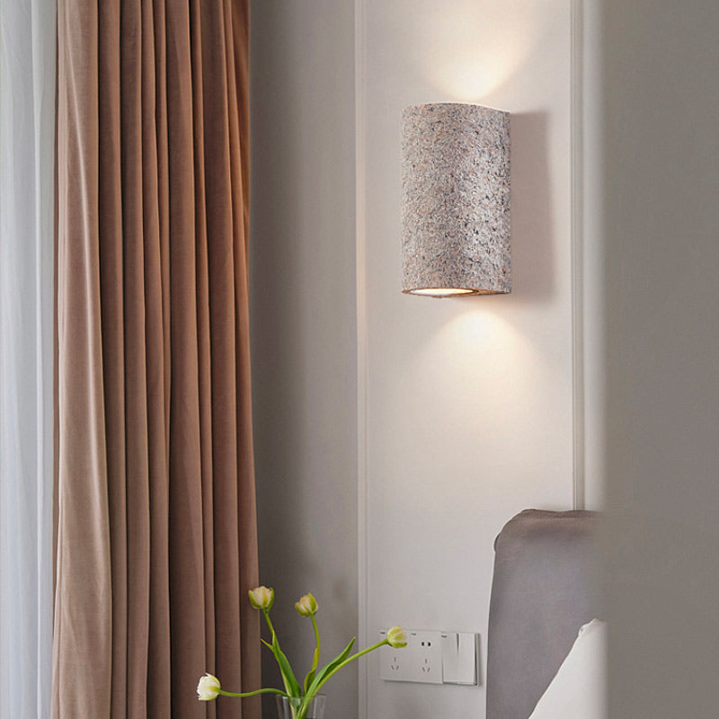Applique murale design italien LED en pierre naturelle, forme cylindrique