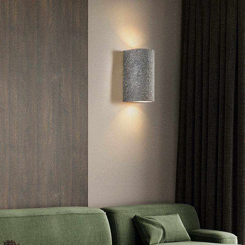 Applique murale design italien LED en pierre naturelle, forme cylindrique