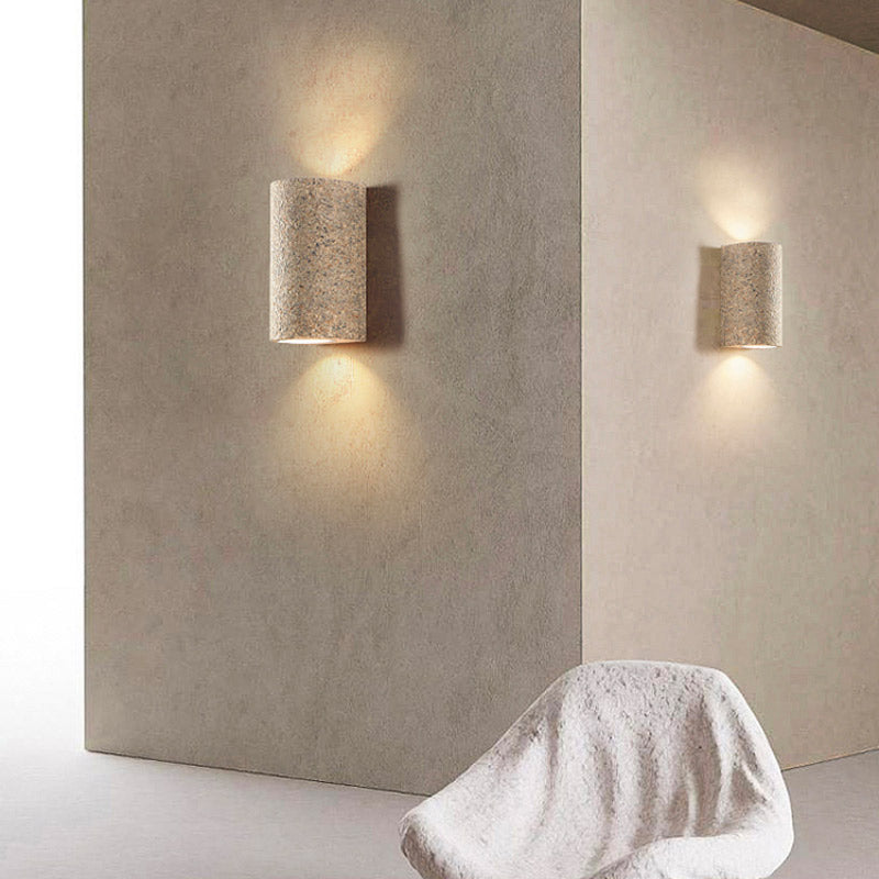 Applique murale design italien LED en pierre naturelle, forme cylindrique