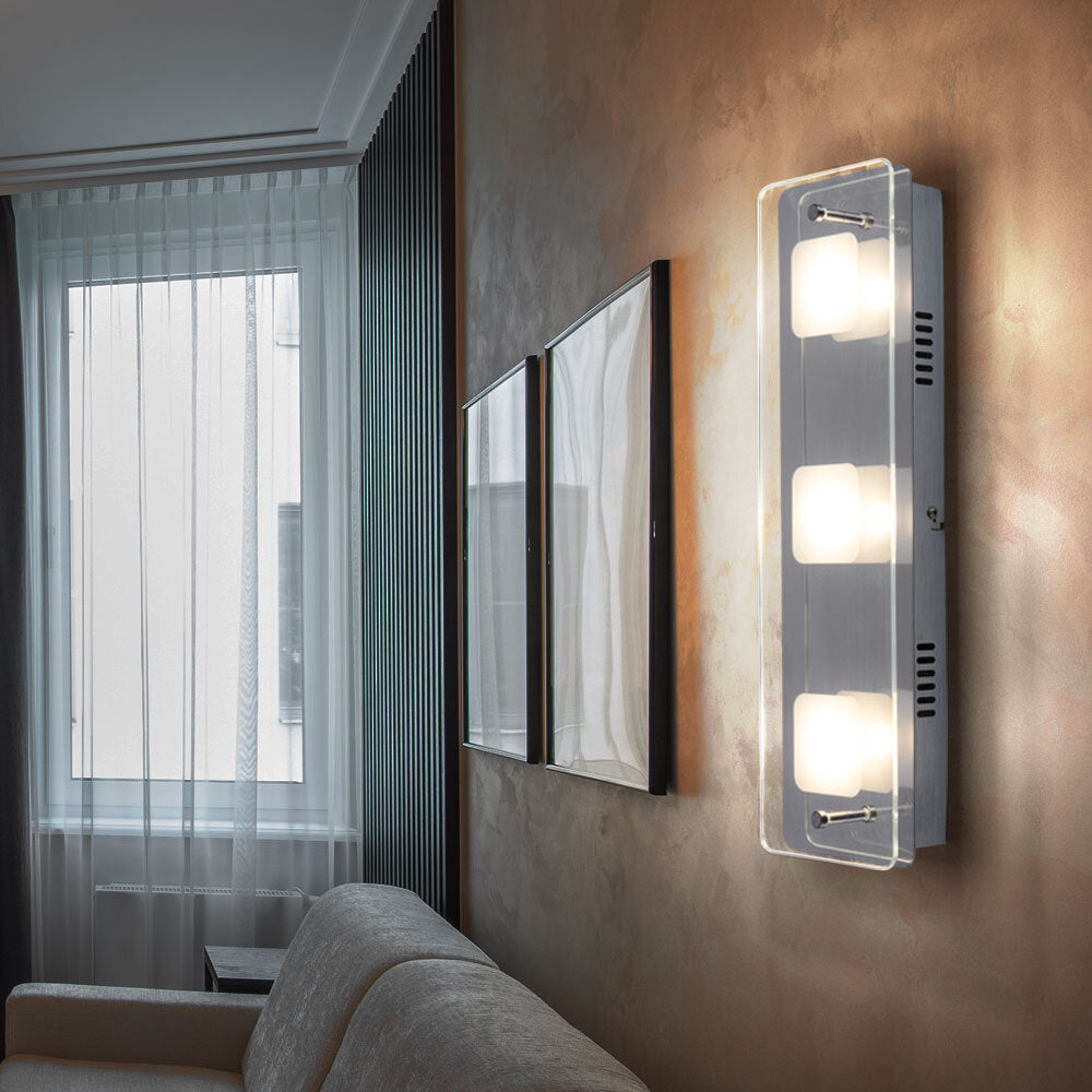 Wandleuchte Badezimmerleuchte Wandlampe 3 Flammig LED Flurleuchte Chrom 2er Set