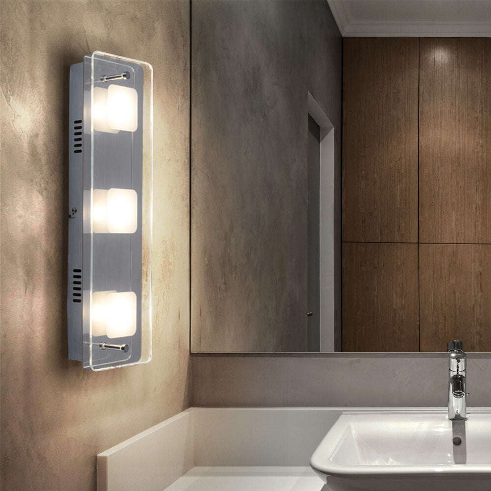 Wandleuchte Badezimmerleuchte Wandlampe 3 Flammig LED Flurleuchte Chrom 2er Set