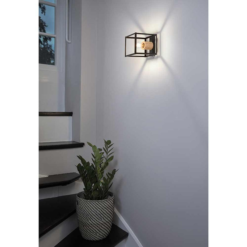 Wandleuchte Deckenlampe Decor Nairobi Wall Schwarz/Holz max. 15W E27 LED Licht
