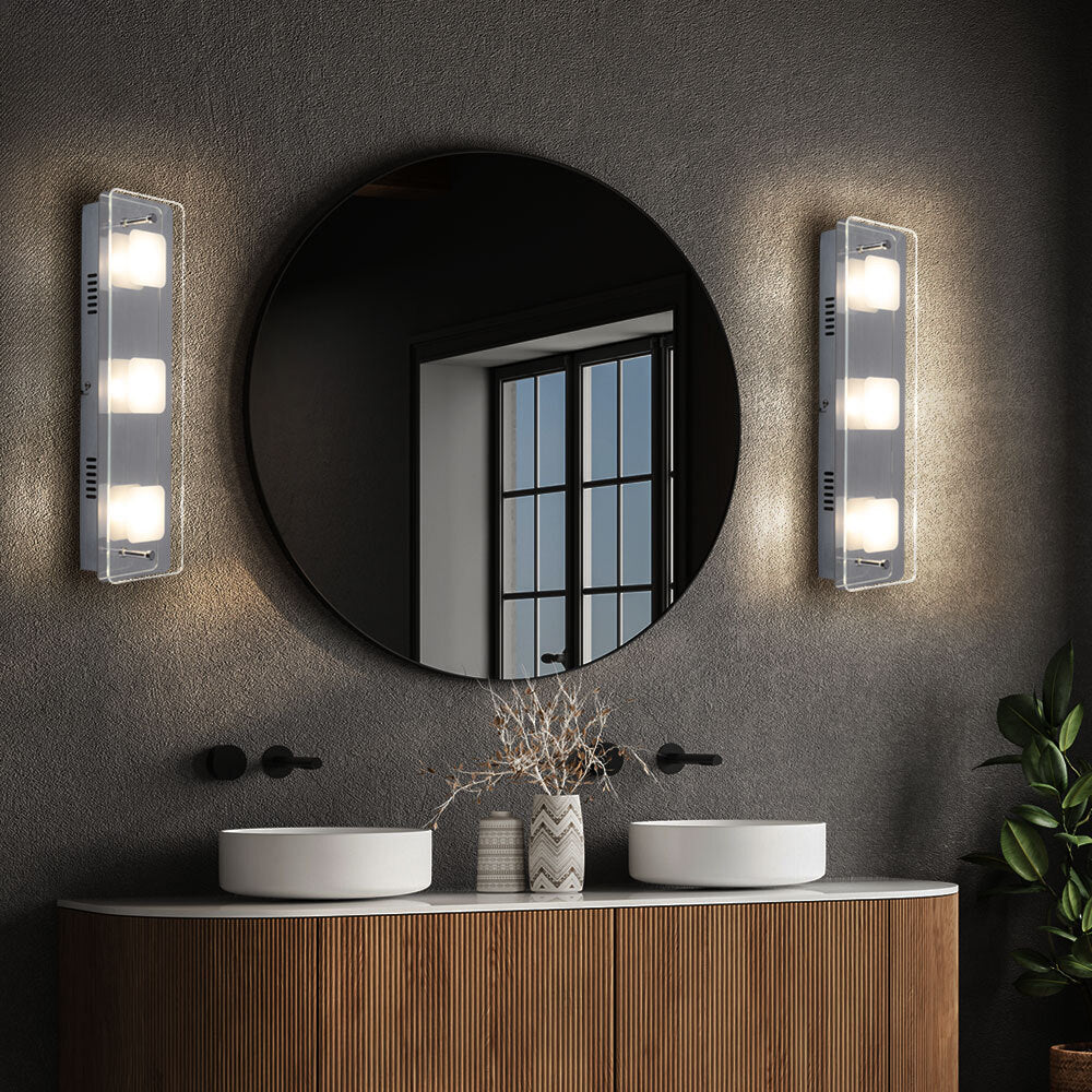 Wandleuchte Badezimmerleuchte Wandlampe 3 Flammig LED Flurleuchte Chrom 2er Set