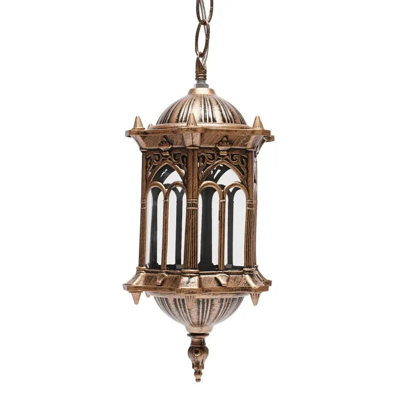 Applique murale extérieure pour terrasse style oriental lanterne dorée en fer